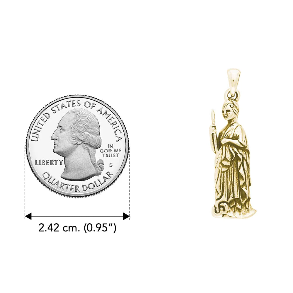 Minerva Roman Goddess Solid Yellow Gold Pendant GPD2850