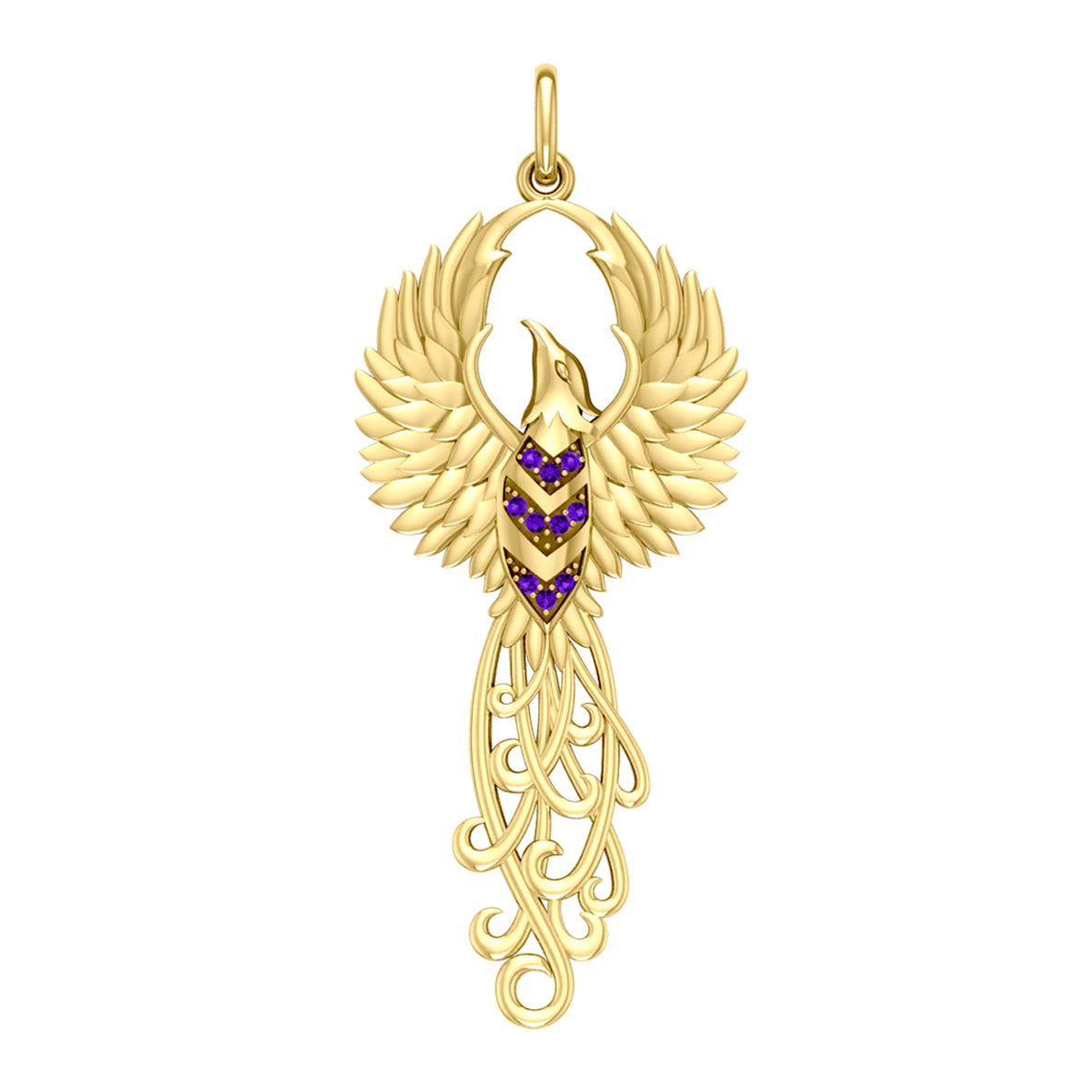 The Rise of the Mystical Fire Bird Solid Yellow Gold Pendant GPD2915