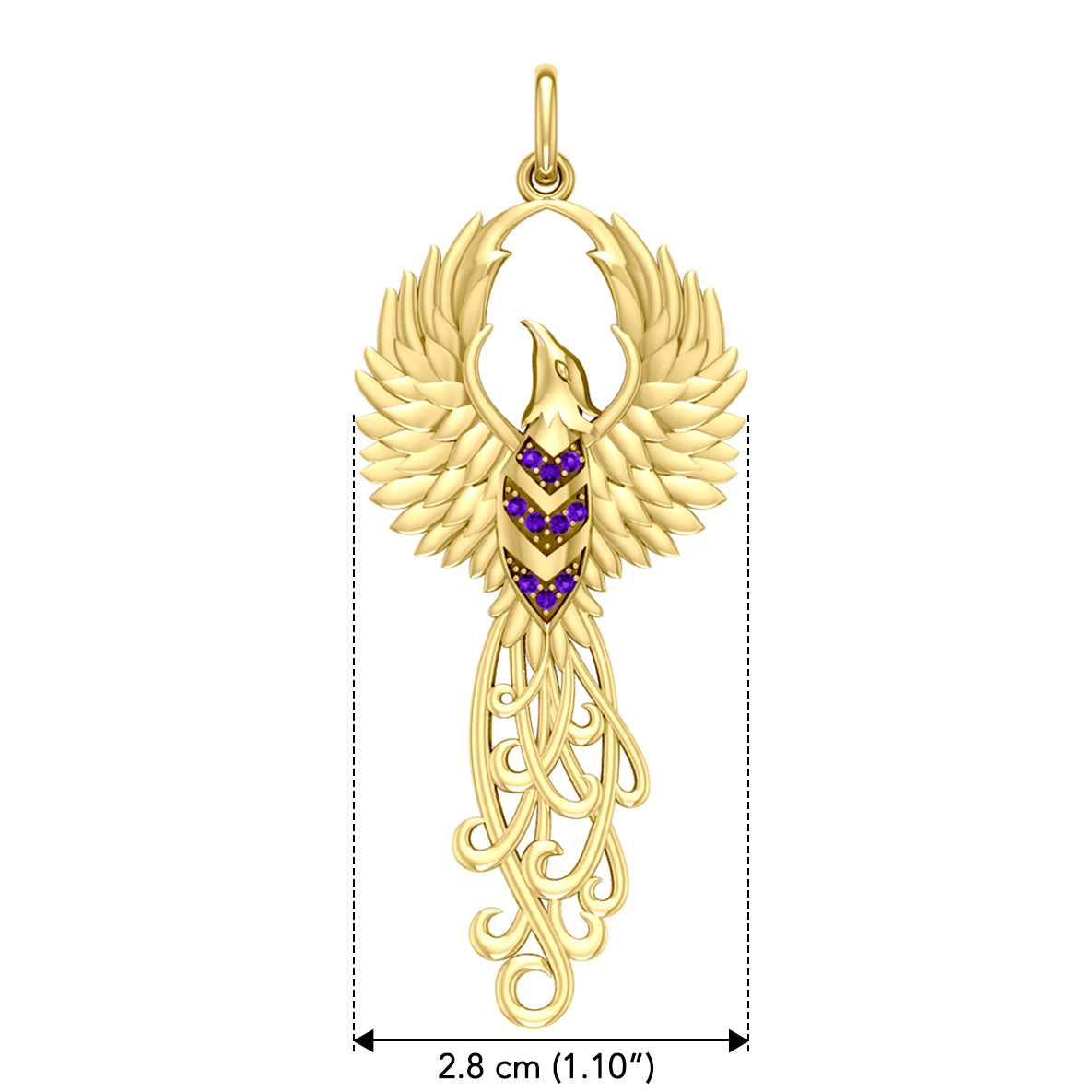The Rise of the Mystical Fire Bird Solid Yellow Gold Pendant GPD2915