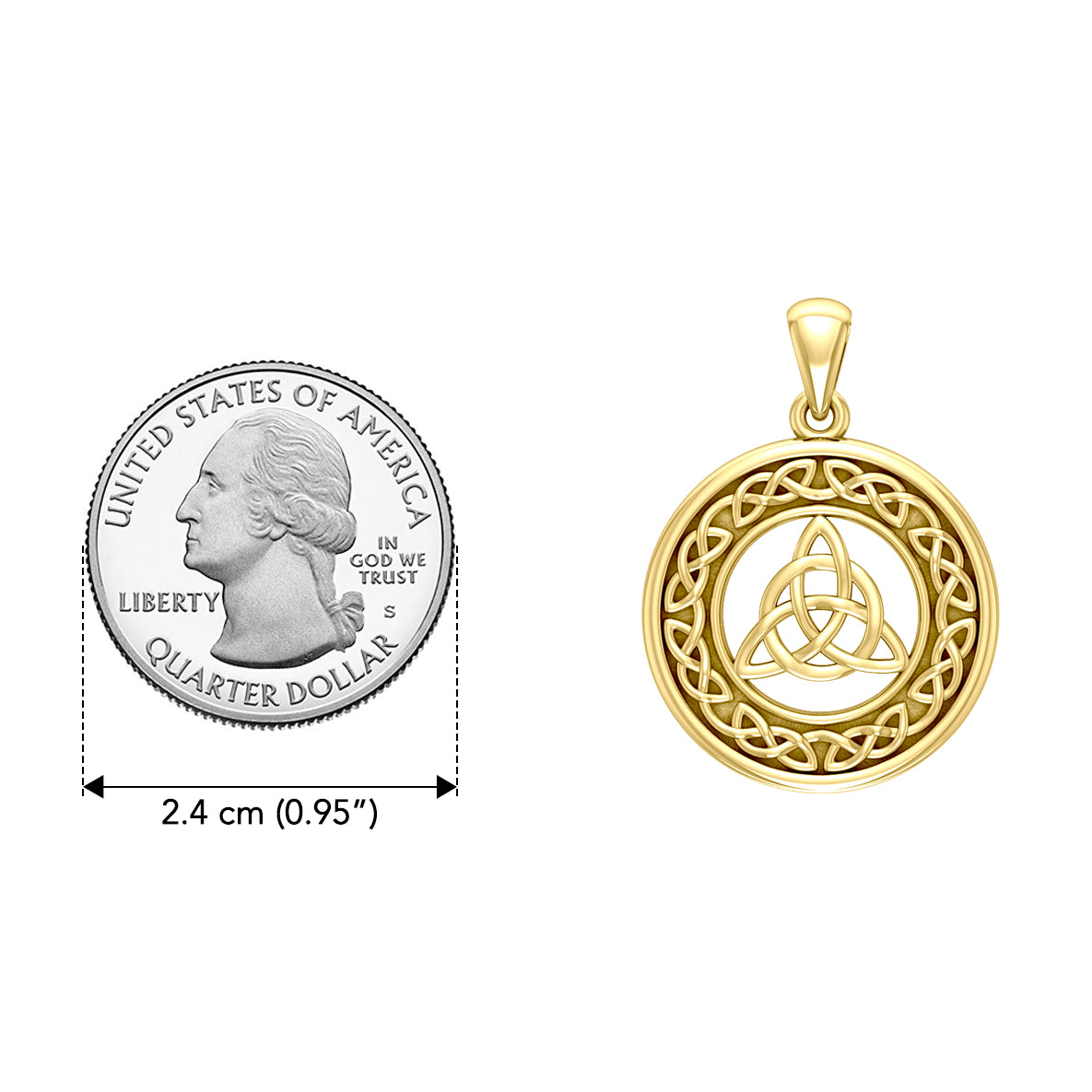 Medium Celtic Knot Triquetra Solid Gold Pendant GPD3020