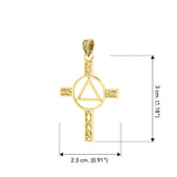 Celtic Knotwork Cross with AA Recovery Solid Gold Pendant GPD327