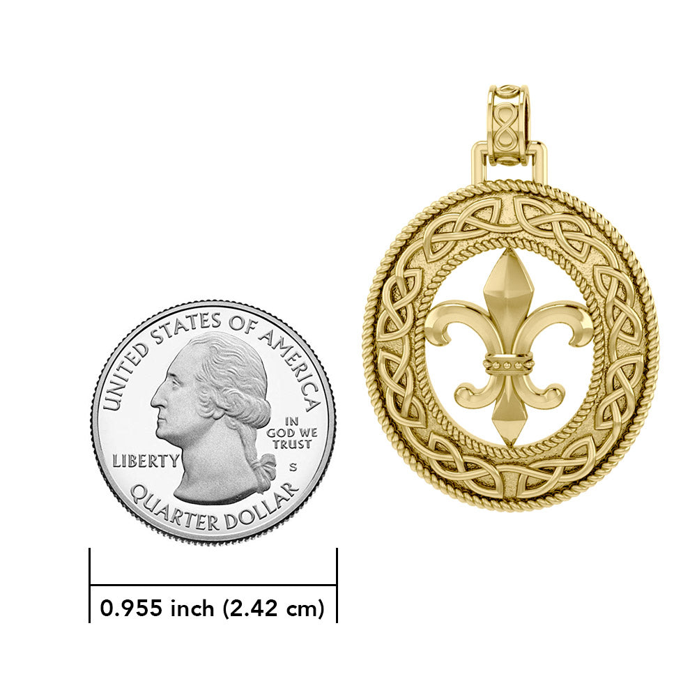 Fleur-de-Lis with Celtic Solid Gold Pendant GPD336