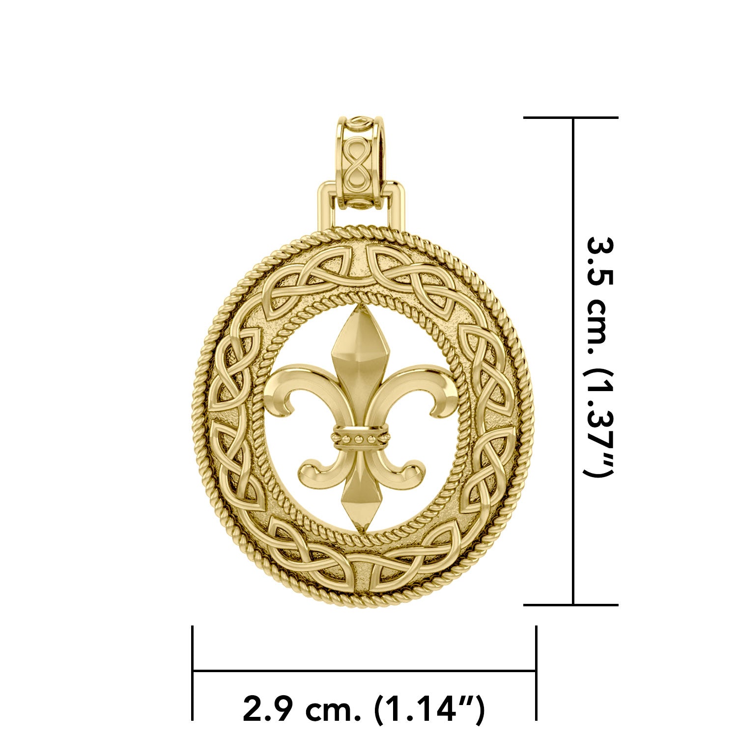 Fleur-de-Lis with Celtic Solid Gold Pendant GPD336