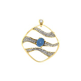 Contemporary Solid Yellow Gold Pendant with Wave Motif Gemstone GPD3493
