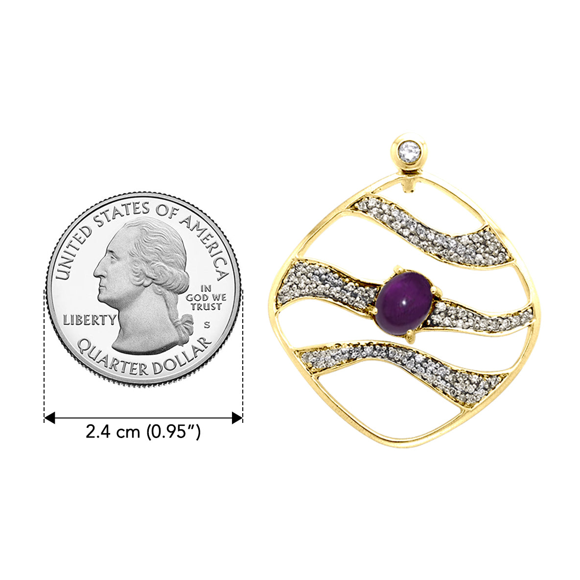 Contemporary Solid Yellow Gold Pendant with Wave Motif Gemstone GPD3493