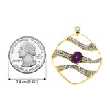 Contemporary Solid Yellow Gold Pendant with Wave Motif Gemstone GPD3493