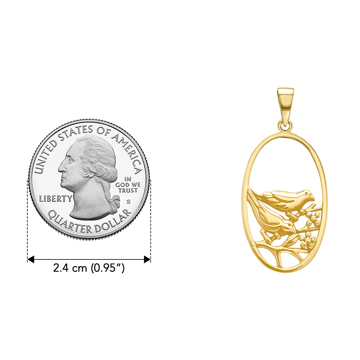 Birds Small Solid Yellow Gold  Pendant GPD3569