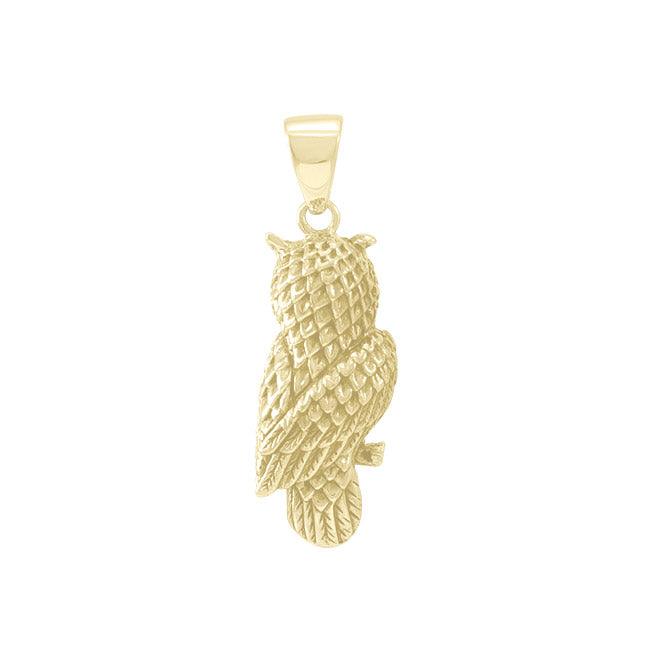 The Horned Owl 3-Dimensional Solid Gold Pendant GPD4586 - Jewelry