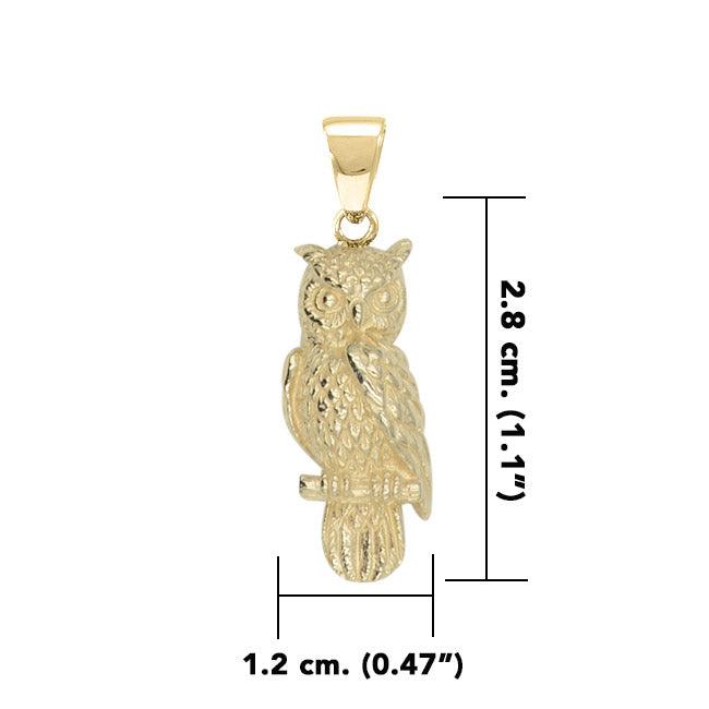 The Horned Owl 3-Dimensional Solid Gold Pendant GPD4586 - Jewelry