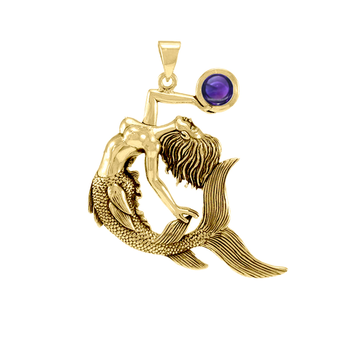 Keeper of the Ocean Solid Yellow Gold with Gemstone Pendant GPD4898