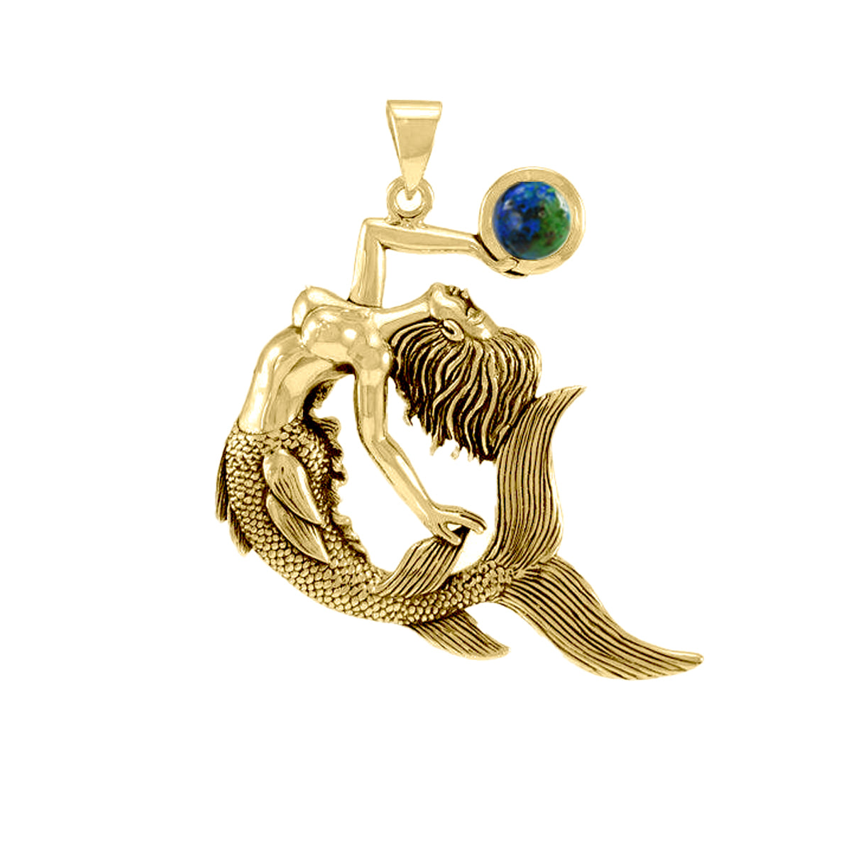 Keeper of the Ocean Solid Yellow Gold with Gemstone Pendant GPD4898
