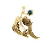 Keeper of the Ocean Solid Yellow Gold with Gemstone Pendant GPD4898