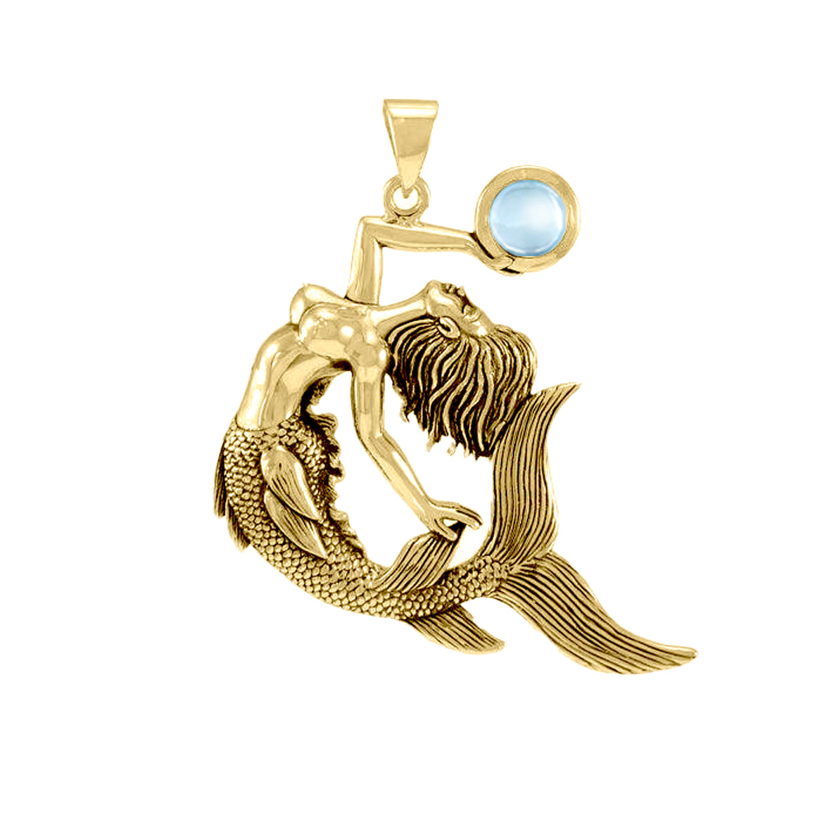 Keeper of the Ocean Solid Yellow Gold with Gemstone Pendant GPD4898