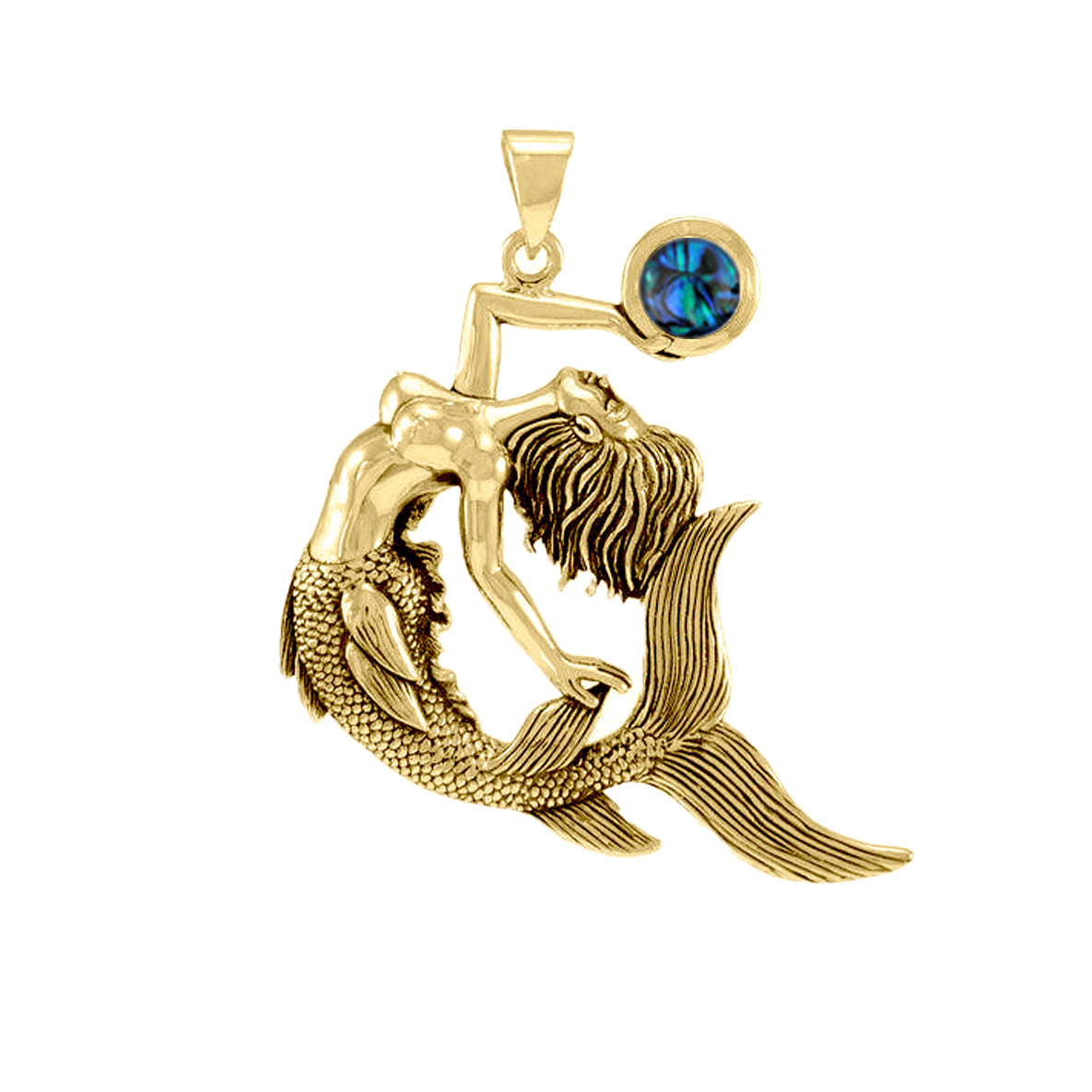 Keeper of the Ocean Solid Yellow Gold with Gemstone Pendant GPD4898