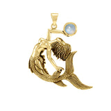 Keeper of the Ocean Solid Yellow Gold with Gemstone Pendant GPD4898