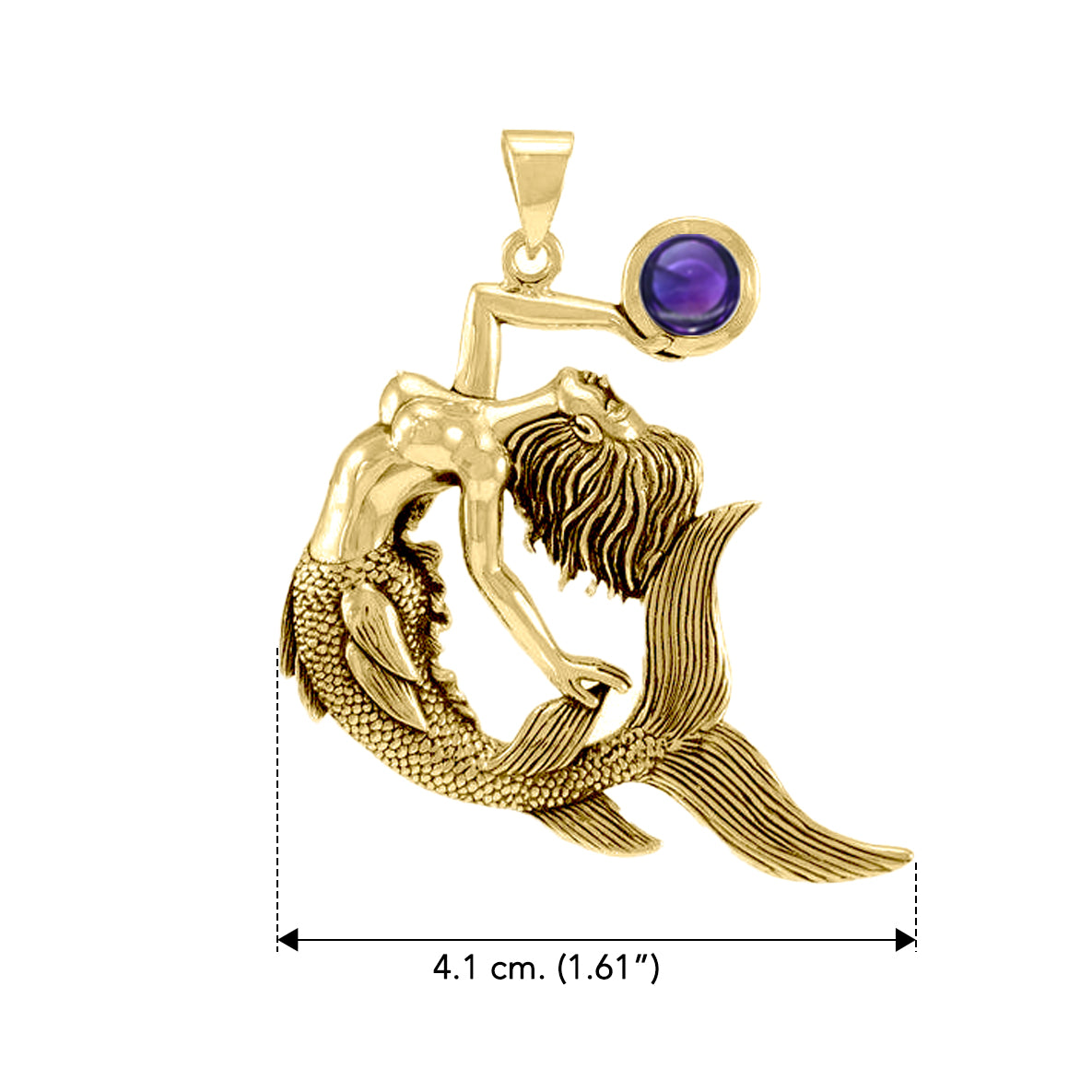 Keeper of the Ocean Solid Yellow Gold with Gemstone Pendant GPD4898