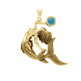 Keeper of the Ocean Solid Yellow Gold with Gemstone Pendant GPD4898