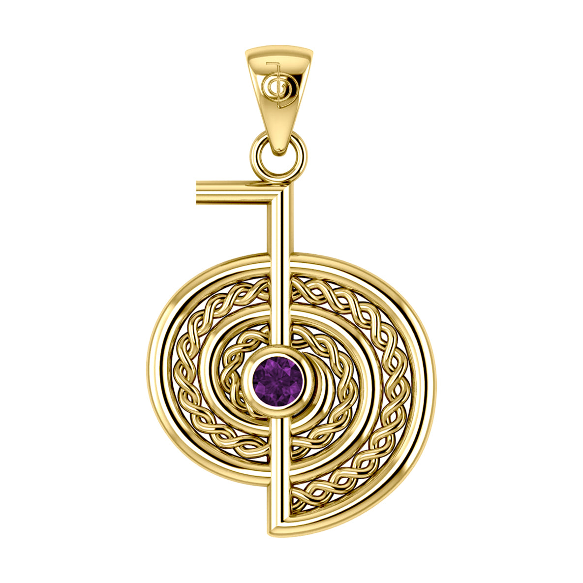 The Reiki Cho Ku Rei Solid Yellow Gold Pendant with Gemstone GPD4923