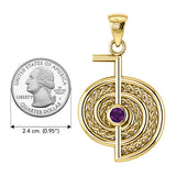 The Reiki Cho Ku Rei Solid Yellow Gold Pendant with Gemstone GPD4923