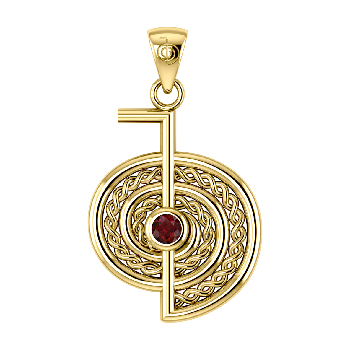 The Reiki Cho Ku Rei Solid Yellow Gold Pendant with Gemstone GPD4923