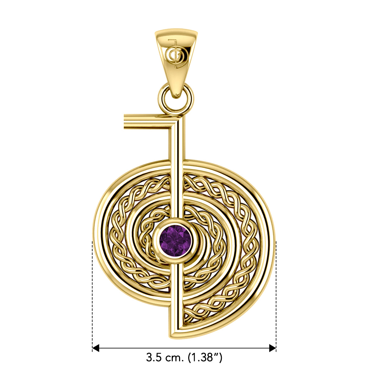 The Reiki Cho Ku Rei Solid Yellow Gold Pendant with Gemstone GPD4923