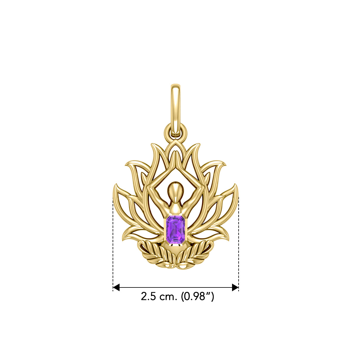 Yoga Lotus Position Solid Yellow Gold Pendant with Gemstone GPD5024