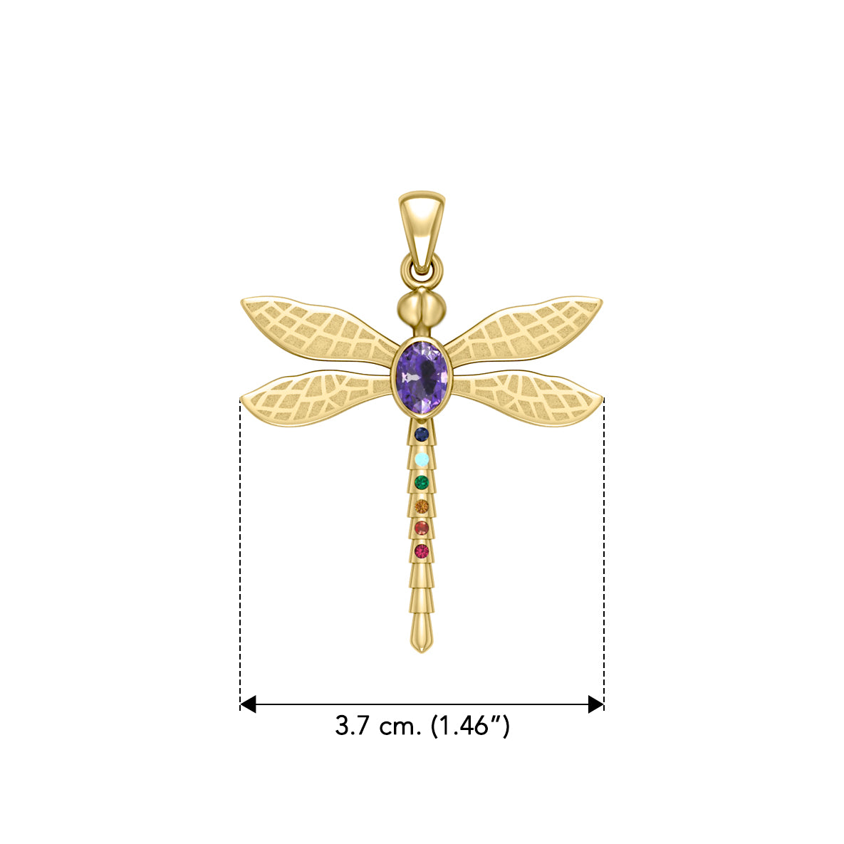 Spiritual Dragonfly Solid Yellow Gold Pendant with Chakra Gemstone GPD5056