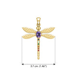 Spiritual Dragonfly Solid Yellow Gold Pendant with Chakra Gemstone GPD5056