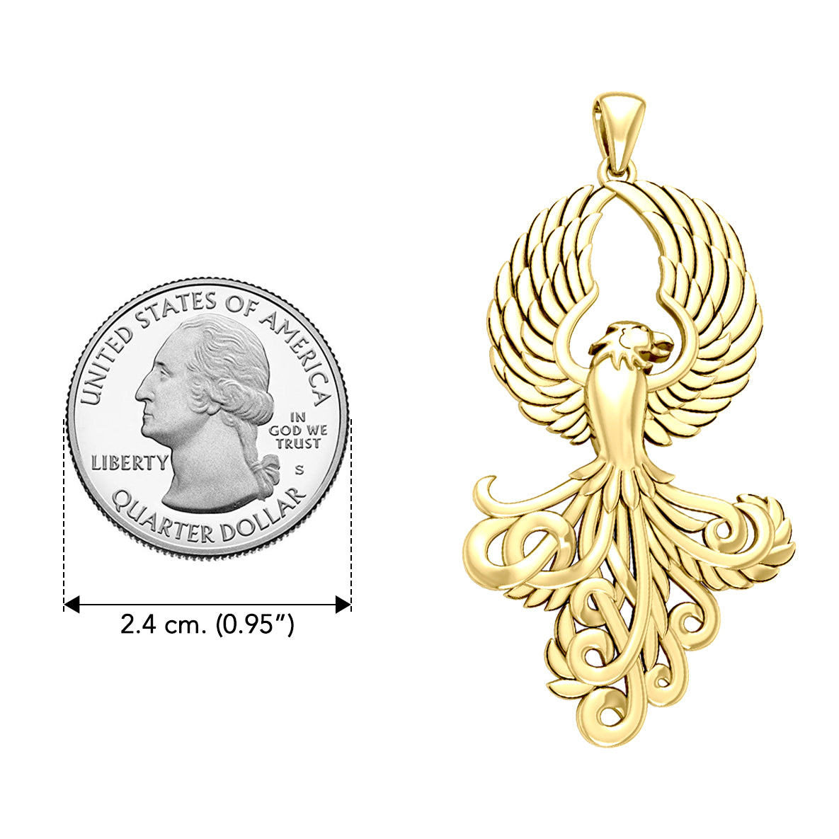 Majestic Phoenix Solid Yellow Gold Pendant GPD5071