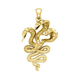 Fierce and Ferocious Solid Yellow Gold Three Headed Cobra Pendant GPD5092