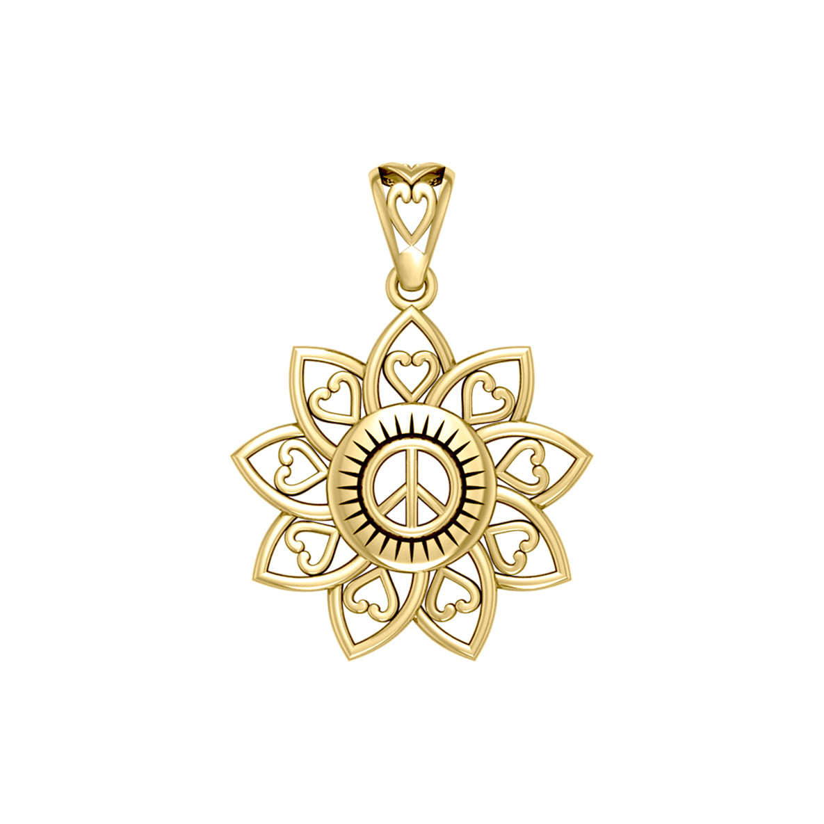 The Flower of Unity Solid Yellow Gold Pendant GPD5132