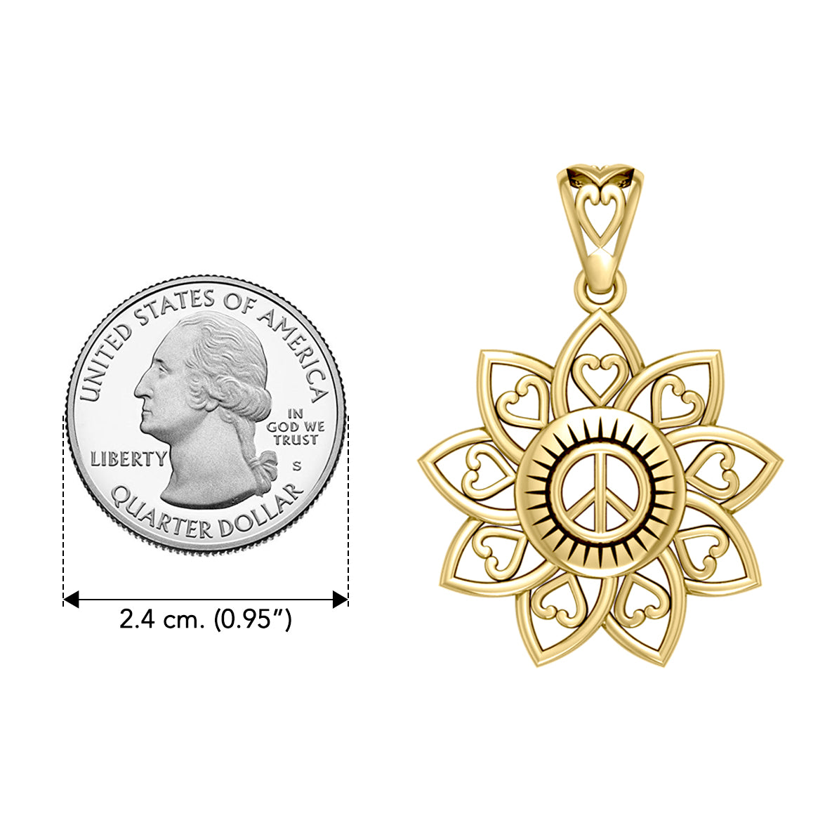 The Flower of Unity Solid Yellow Gold Pendant GPD5132