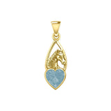 Horse Over Heart Gemstone Yellow Gold Pendant GPD5291 - Jewelry