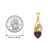 Horse Over Heart Gemstone Yellow Gold Pendant GPD5291 - Jewelry