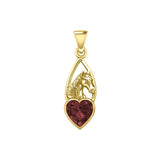 Horse Over Heart Gemstone Yellow Gold Pendant GPD5291 - Jewelry