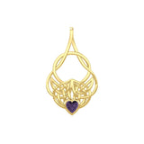 Celtic Knotwork Yellow Gold Pendant with Heart Gemstone GPD5292 - Jewelry