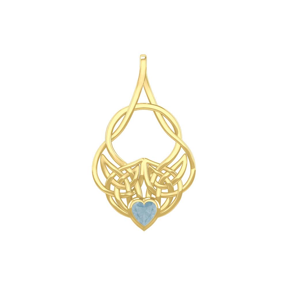 Celtic Knotwork Yellow Gold Pendant with Heart Gemstone GPD5292 - Jewelry