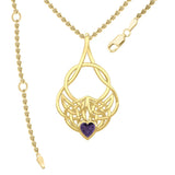 Celtic Knotwork Yellow Gold Pendant with Heart Gemstone GPD5292 - Jewelry