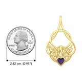Celtic Knotwork Yellow Gold Pendant with Heart Gemstone GPD5292 - Jewelry