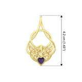 Celtic Knotwork Yellow Gold Pendant with Heart Gemstone GPD5292 - Jewelry