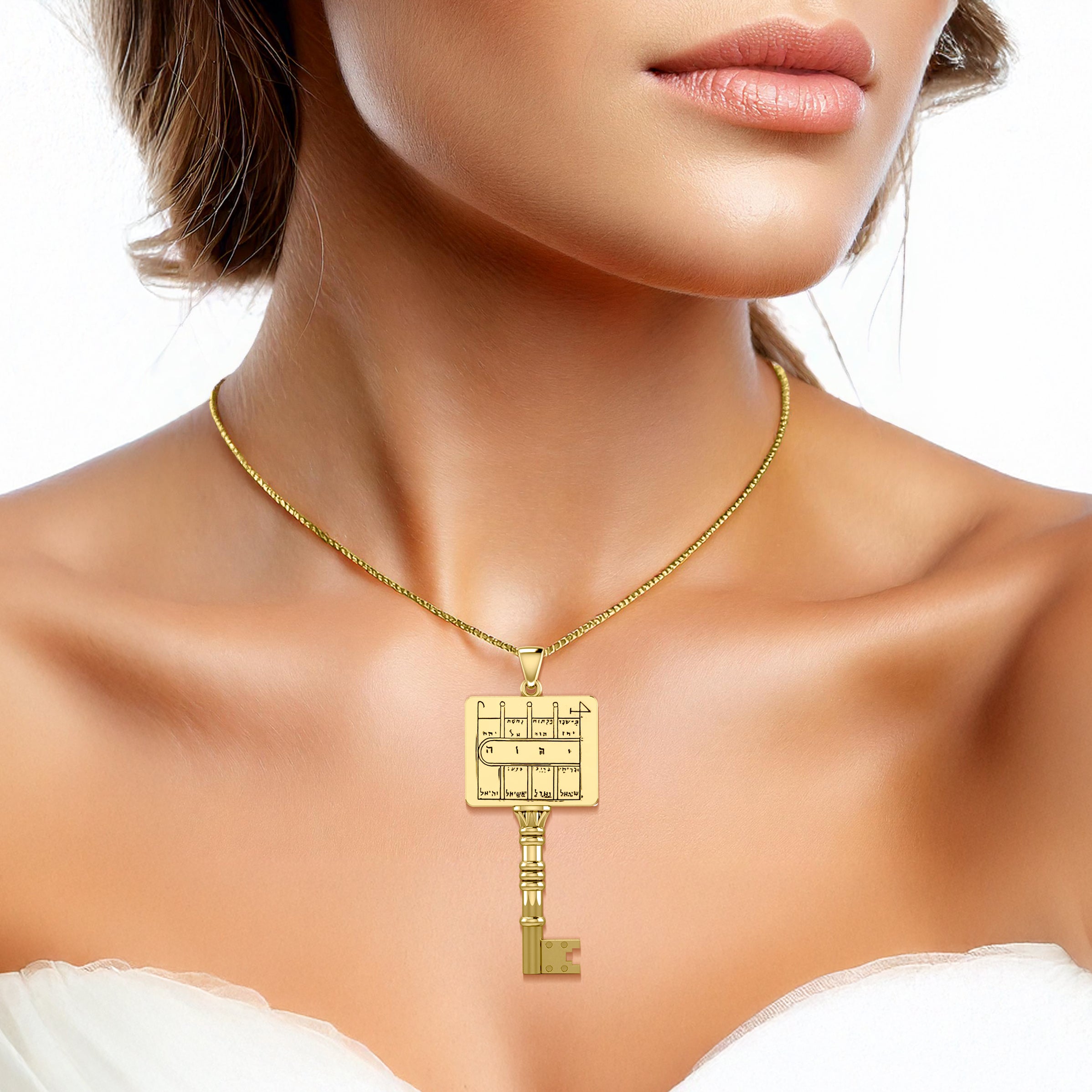 King Solomon Seals Path Clearing Key Solid Yellow Gold Pendant GPD5377