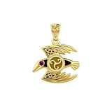 Behind the Mystery of the Mythical Raven 14K Yellow Gold Jewelry Pendant with Gemstone GPD5381 - Jewelry