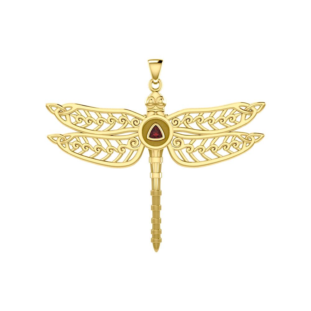 The Celtic Dragonfly with Recovery Solid Yellow Gold Pendant GPD5389 - Jewelry