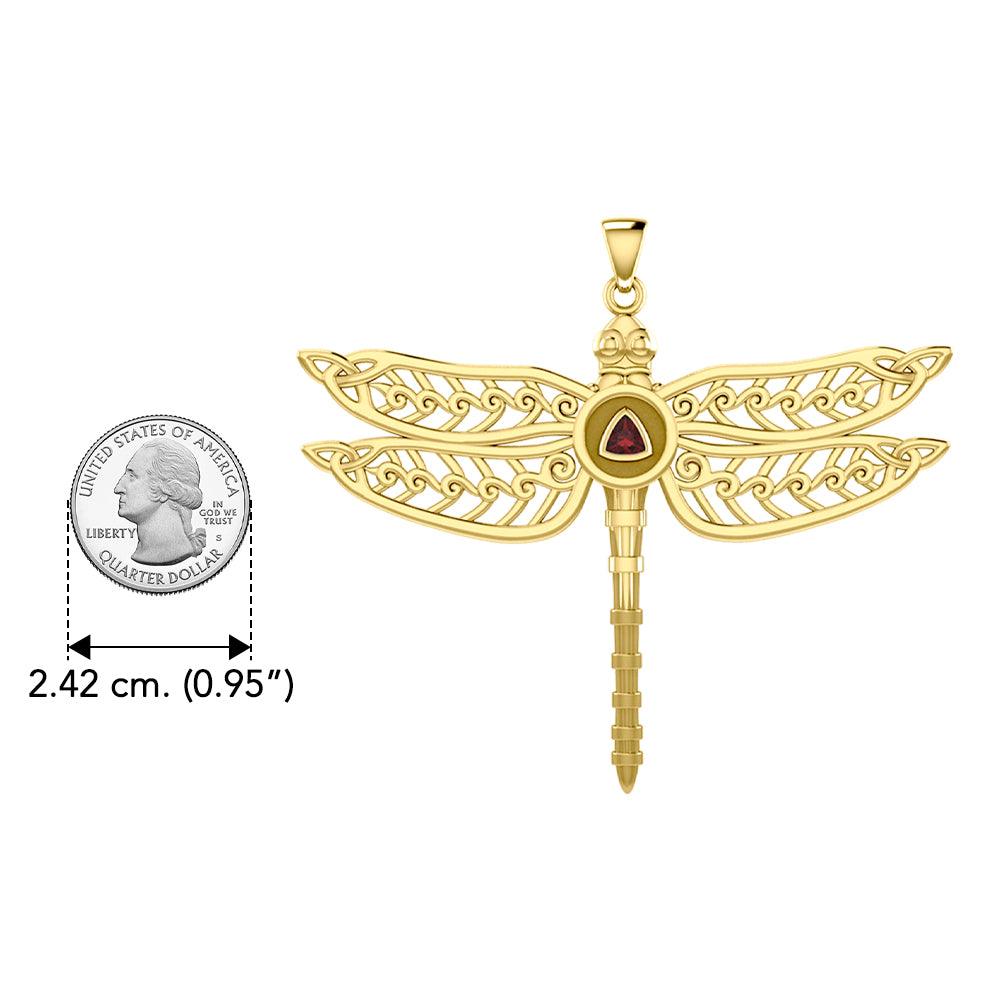 The Celtic Dragonfly with Recovery Solid Yellow Gold Pendant GPD5389 - Jewelry