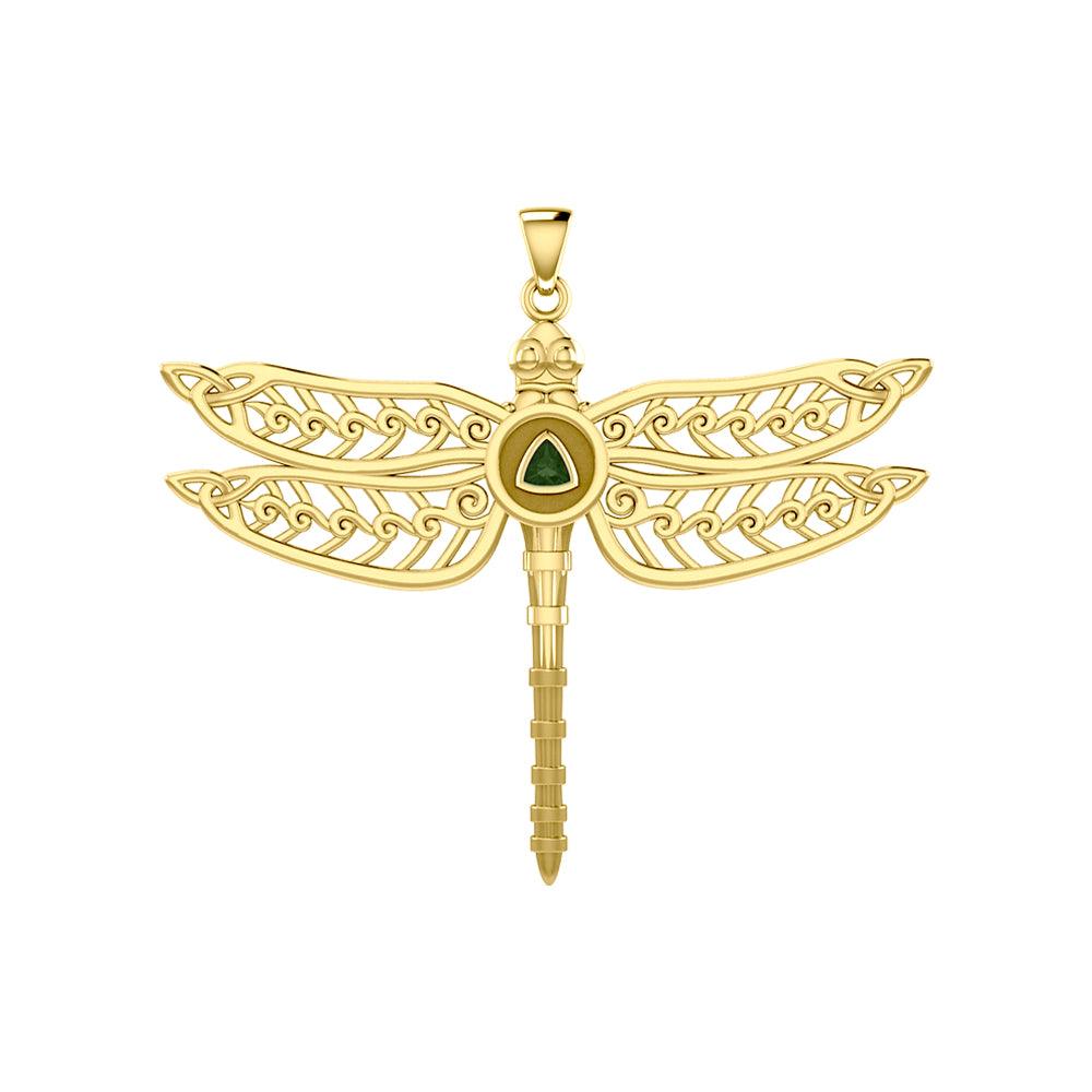 The Celtic Dragonfly with Recovery Solid Yellow Gold Pendant GPD5389 - Jewelry