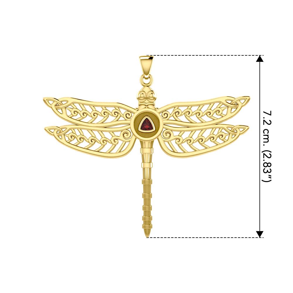 The Celtic Dragonfly with Recovery Solid Yellow Gold Pendant GPD5389 - Jewelry