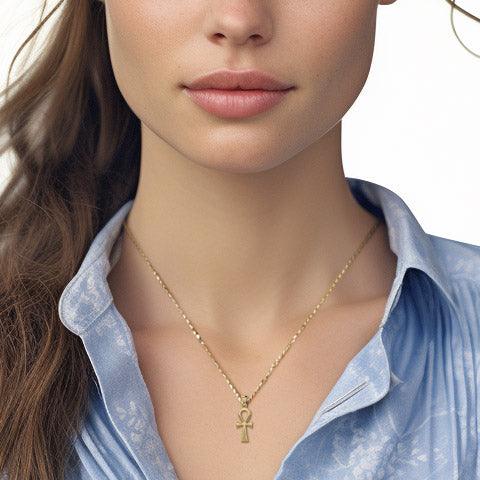 Egyptian Ankh Solid Gold Pendant GPD5504 - Jewelry
