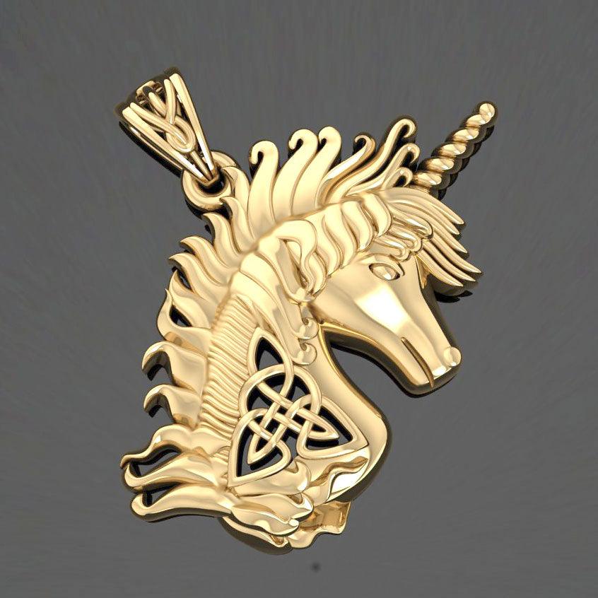 Celtic Unicorn Silver Pendant TPD5663 - Jewelry