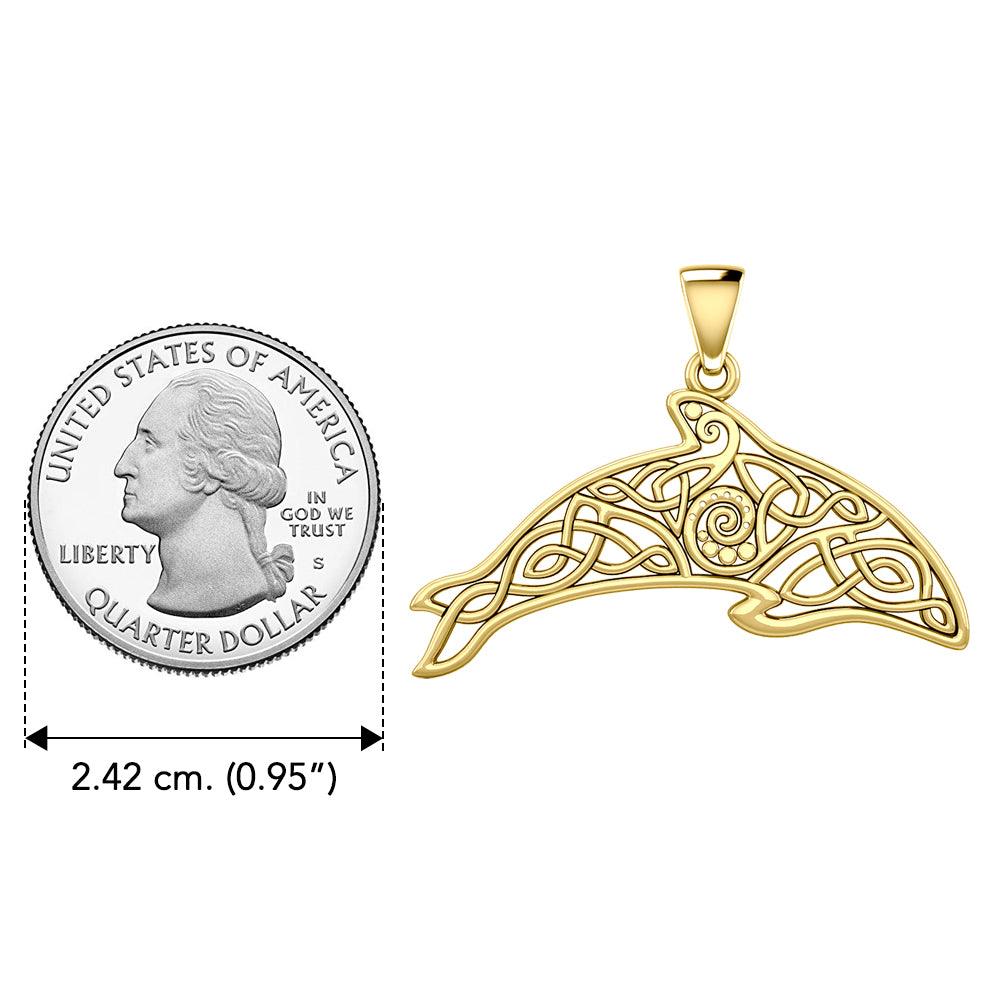 Celtic Filigree Dolphin Solid Yellow Gold Pendant GPD5699 - Jewelry