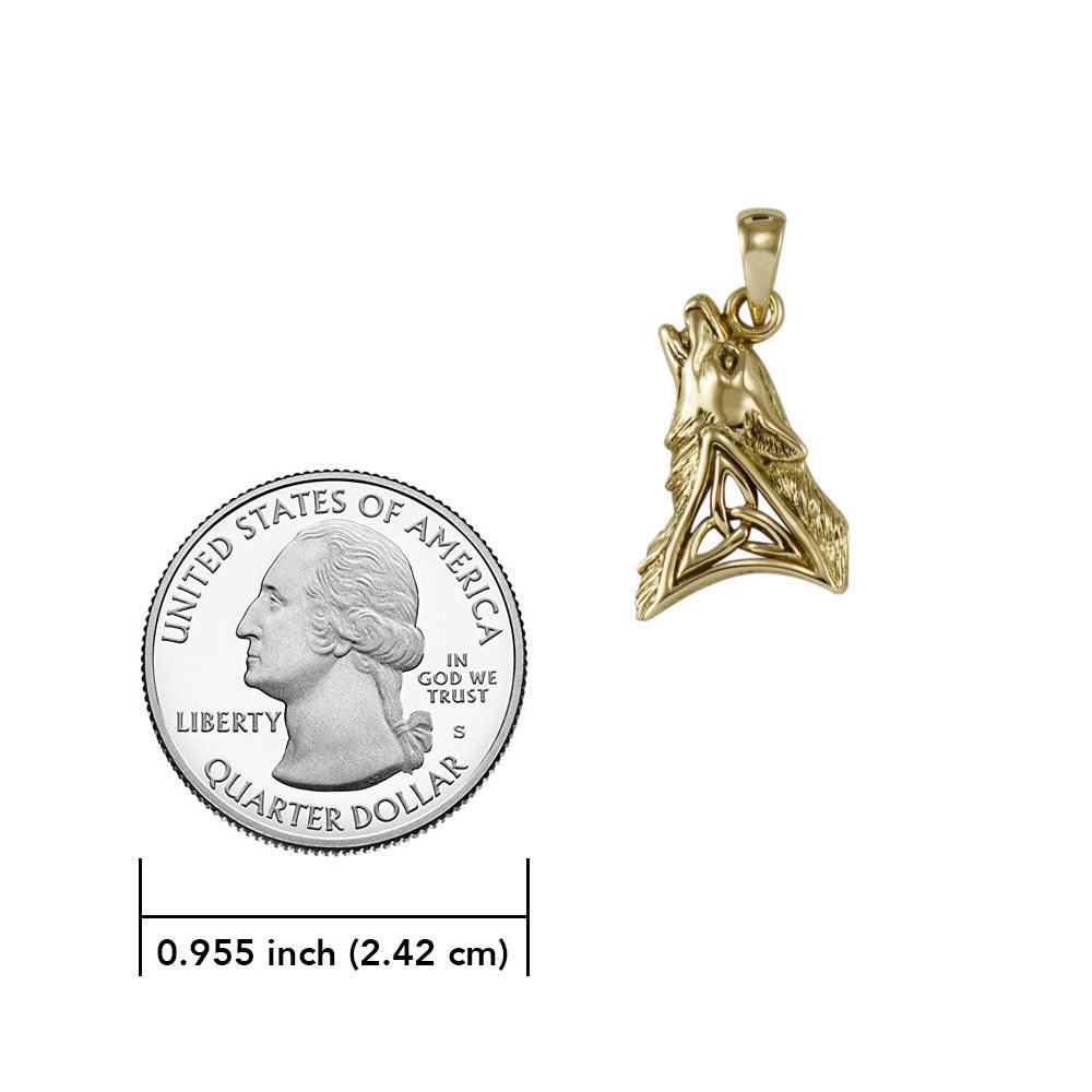 Celtic Howling Wolf Solid Gold Pendant GPD5717 - Jewelry